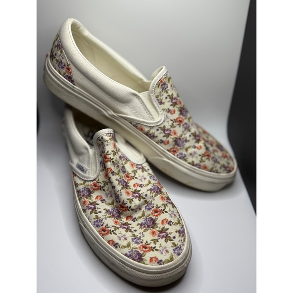 Vans Shoes - Vans Slip On Floral Print Sneakers Womens Size 10 Casual Canvas Shoes